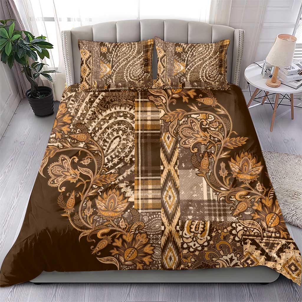Afro Floral mix Maasai Shuka Bedding Set Gold Moitf LT9