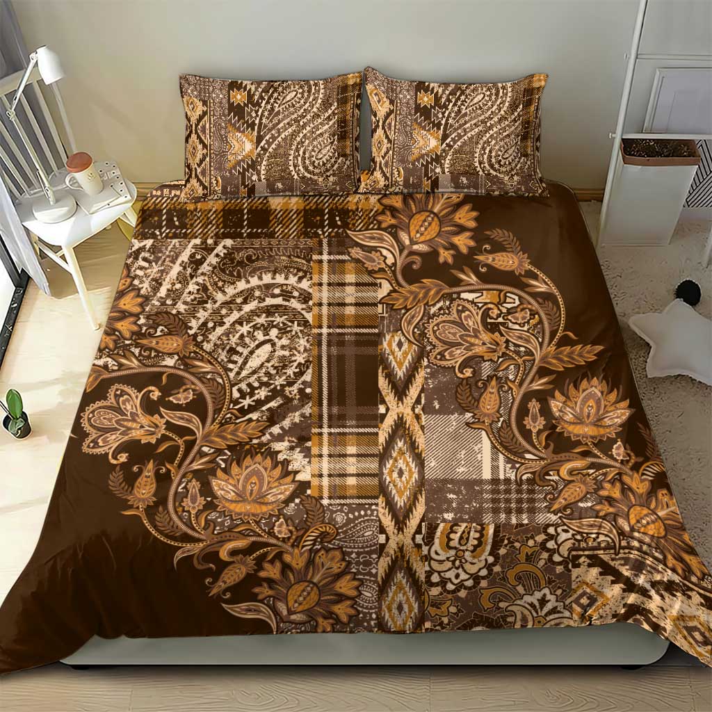 Afro Floral mix Maasai Shuka Bedding Set Gold Moitf LT9