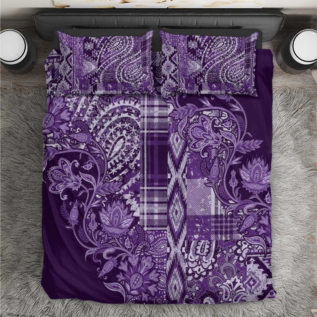 Afro Floral mix Maasai Shuka Bedding Set Purple Moitf LT9