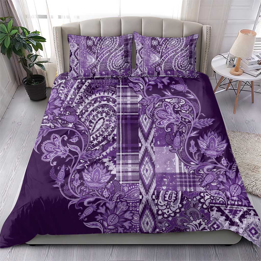 Afro Floral mix Maasai Shuka Bedding Set Purple Moitf LT9