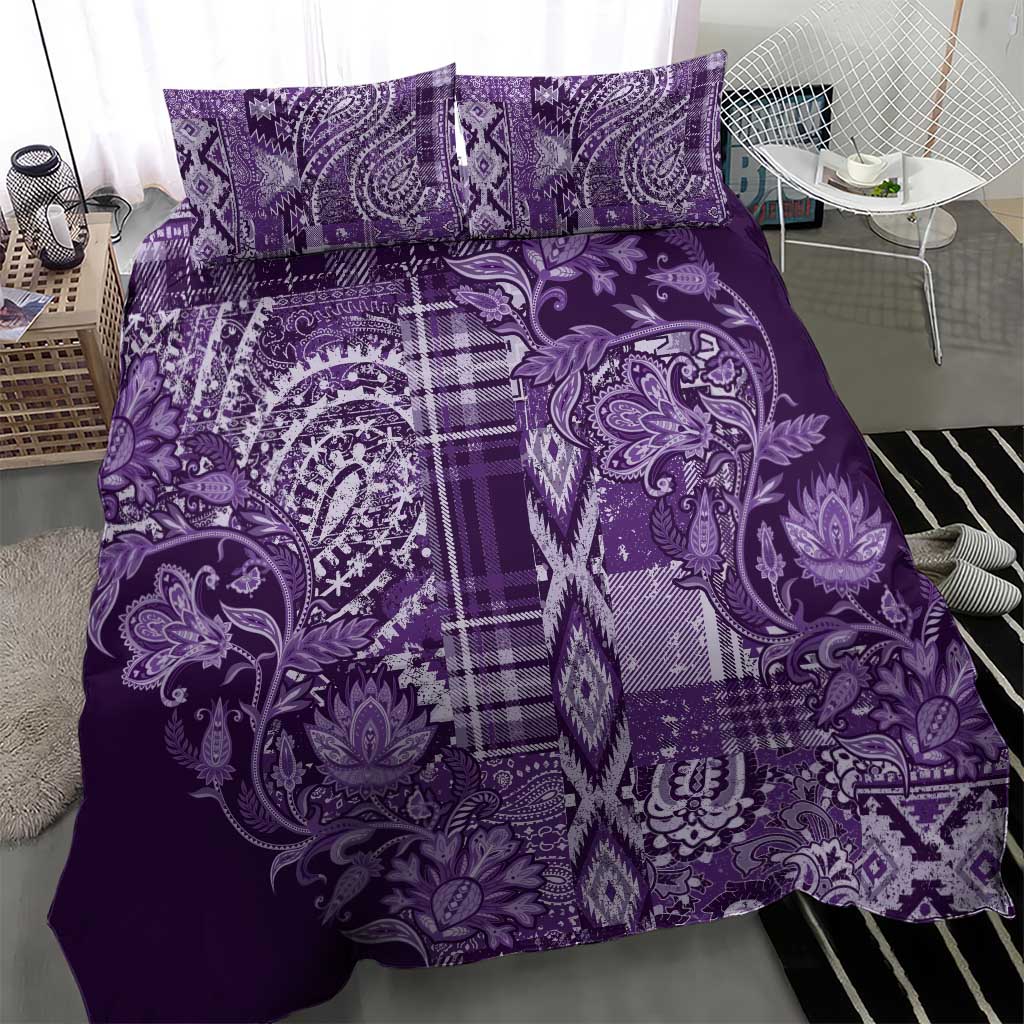Afro Floral mix Maasai Shuka Bedding Set Purple Moitf LT9