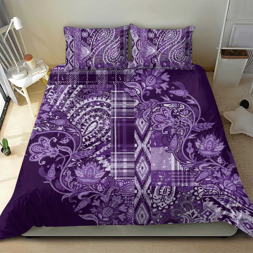 Afro Floral mix Maasai Shuka Bedding Set Purple Moitf LT9