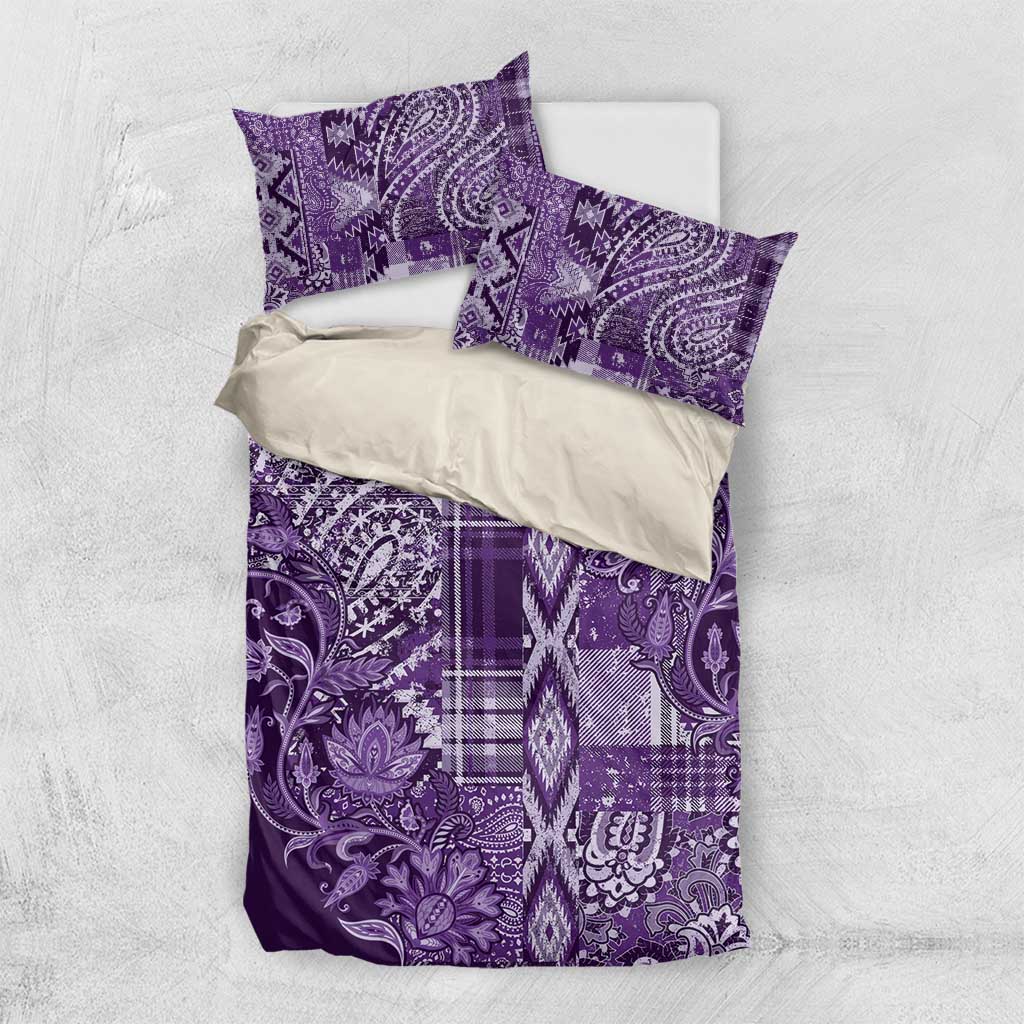 Afro Floral mix Maasai Shuka Bedding Set Purple Moitf LT9