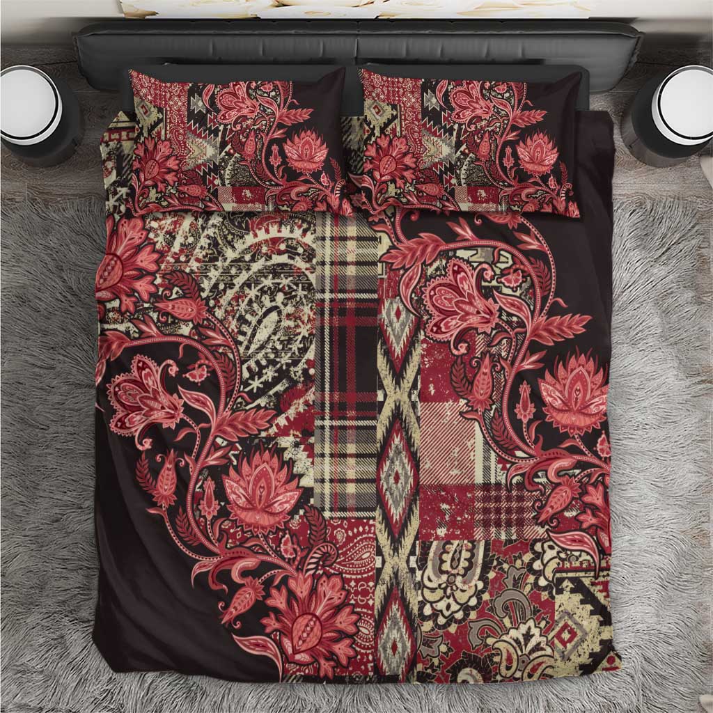 Afro Floral mix Maasai Shuka Bedding Set Red Moitf LT9