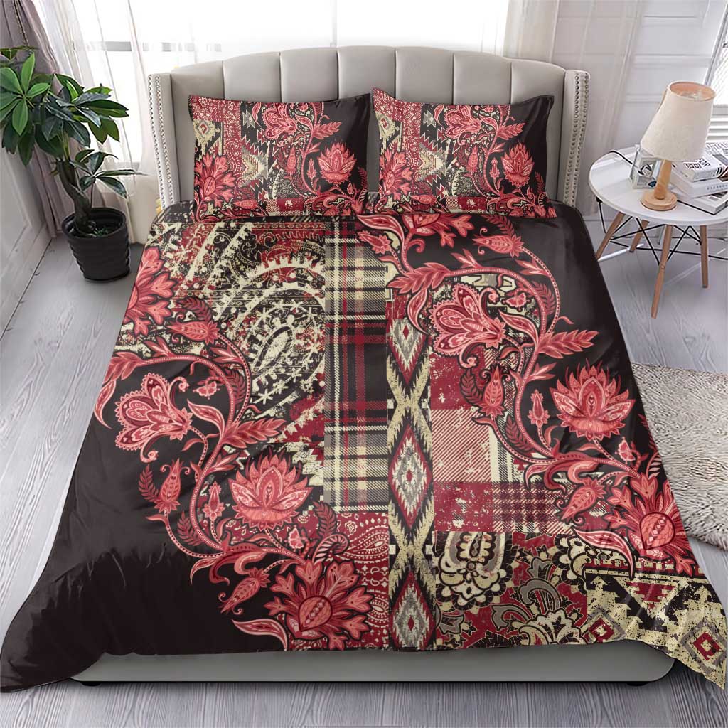Afro Floral mix Maasai Shuka Bedding Set Red Moitf LT9