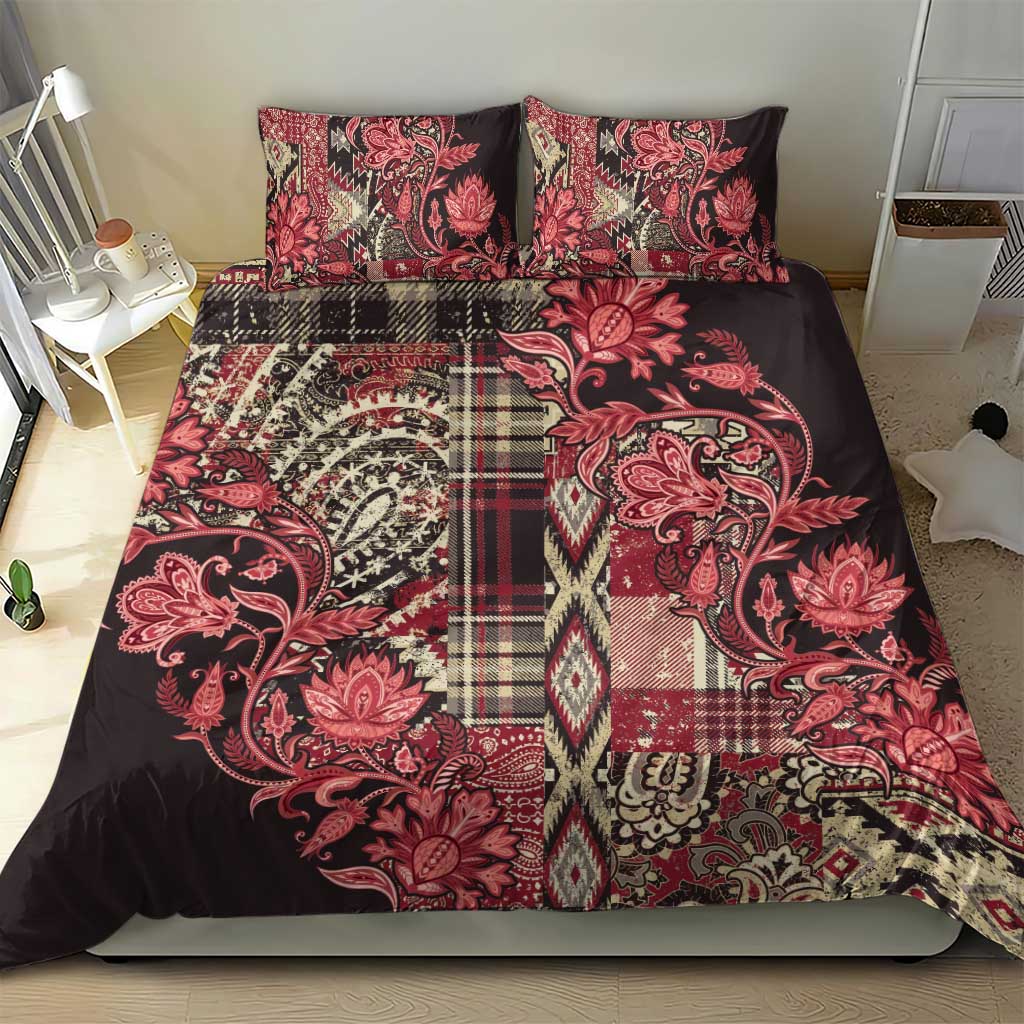 Afro Floral mix Maasai Shuka Bedding Set Red Moitf LT9