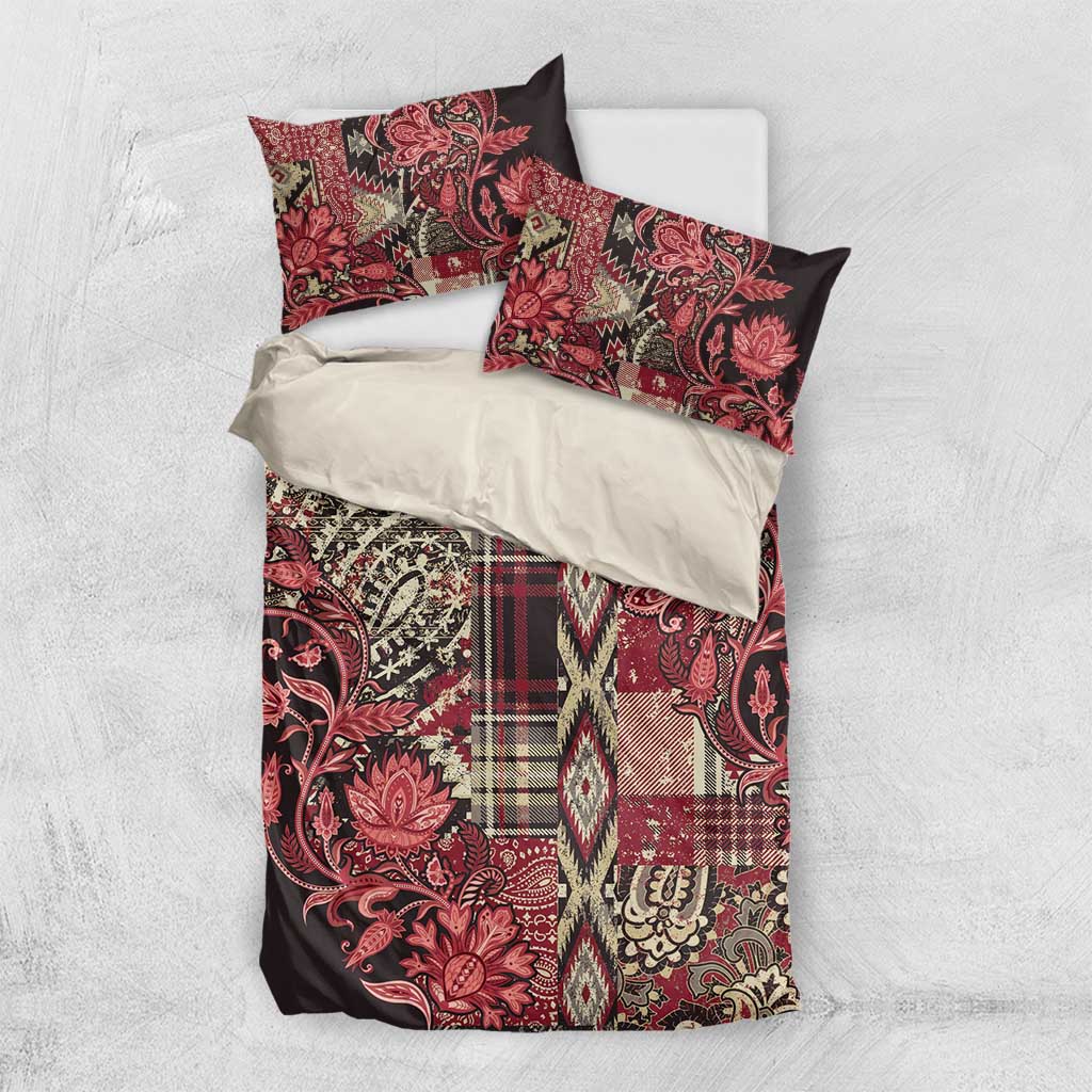 Afro Floral mix Maasai Shuka Bedding Set Red Moitf LT9