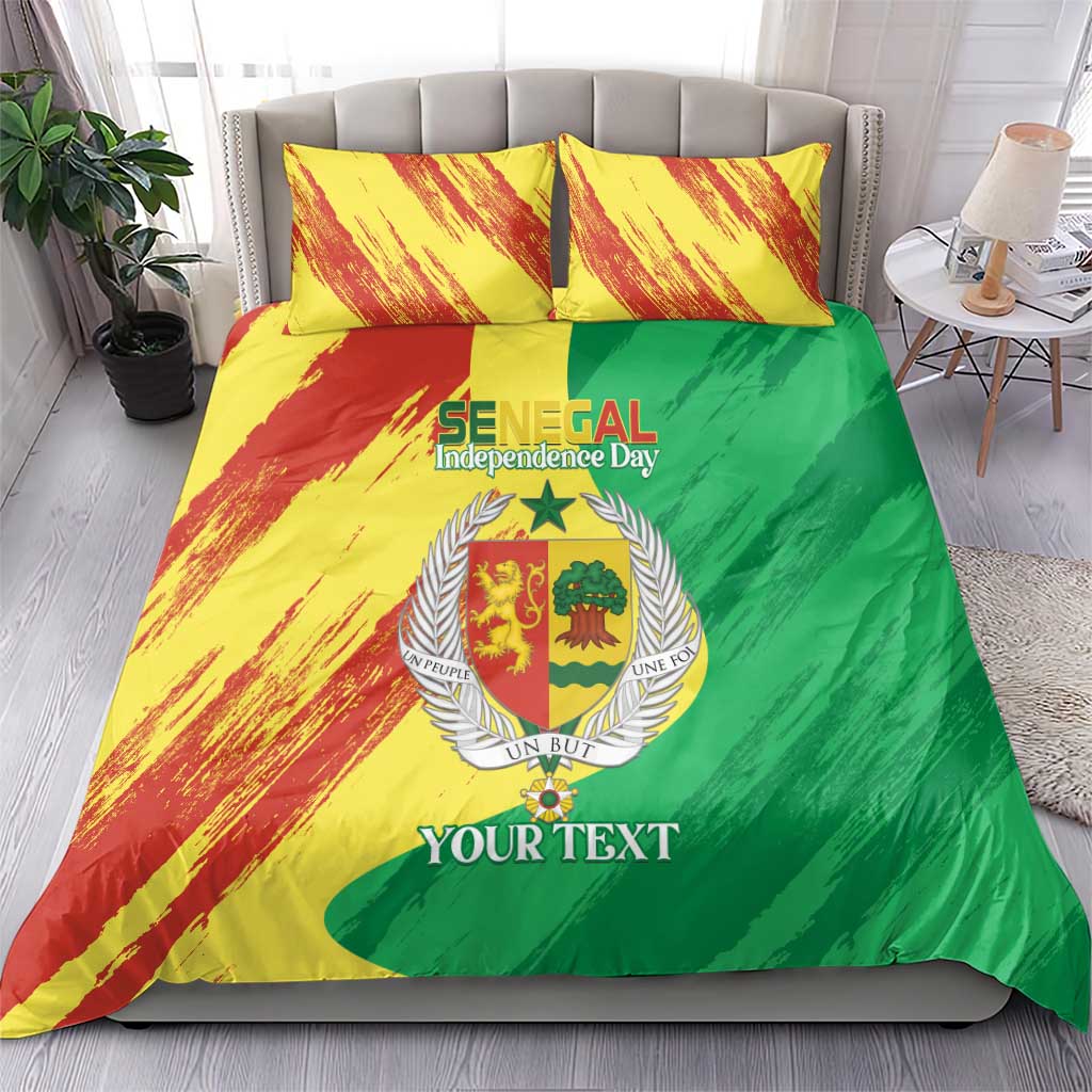 Afro Senegal Independence Day Bedding Set Coat Of Arms Grunge Style LT14