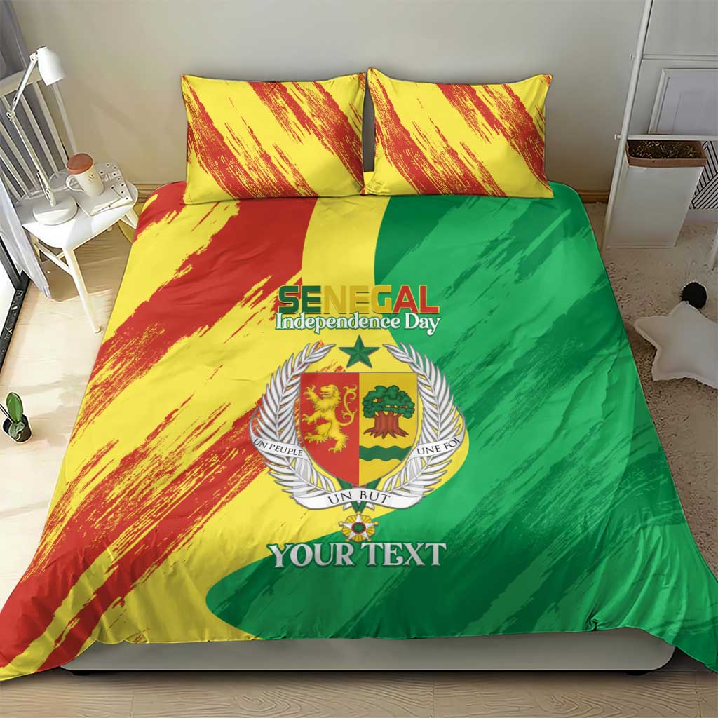 Afro Senegal Independence Day Bedding Set Coat Of Arms Grunge Style LT14