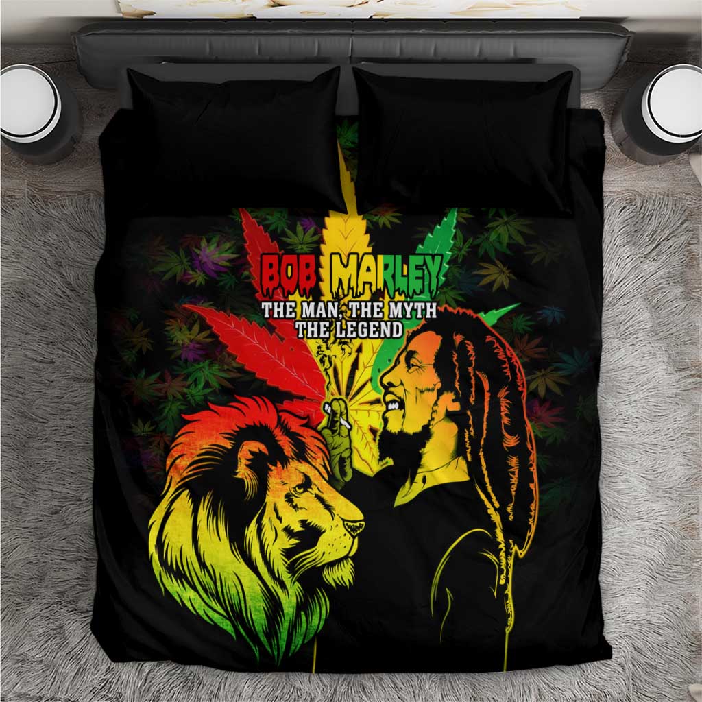 Afro Jamaica Legend Bob Bedding Set Lion With Cannabis Leaf Pattern LT14