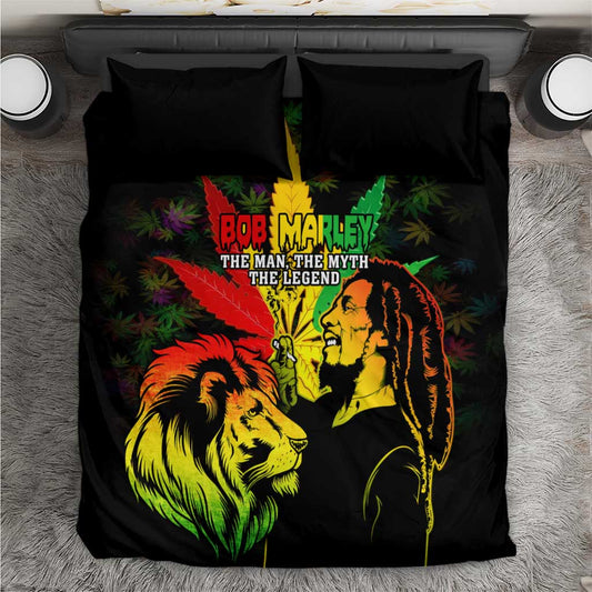 Afro Jamaica Legend Bob Bedding Set Lion With Cannabis Leaf Pattern LT14