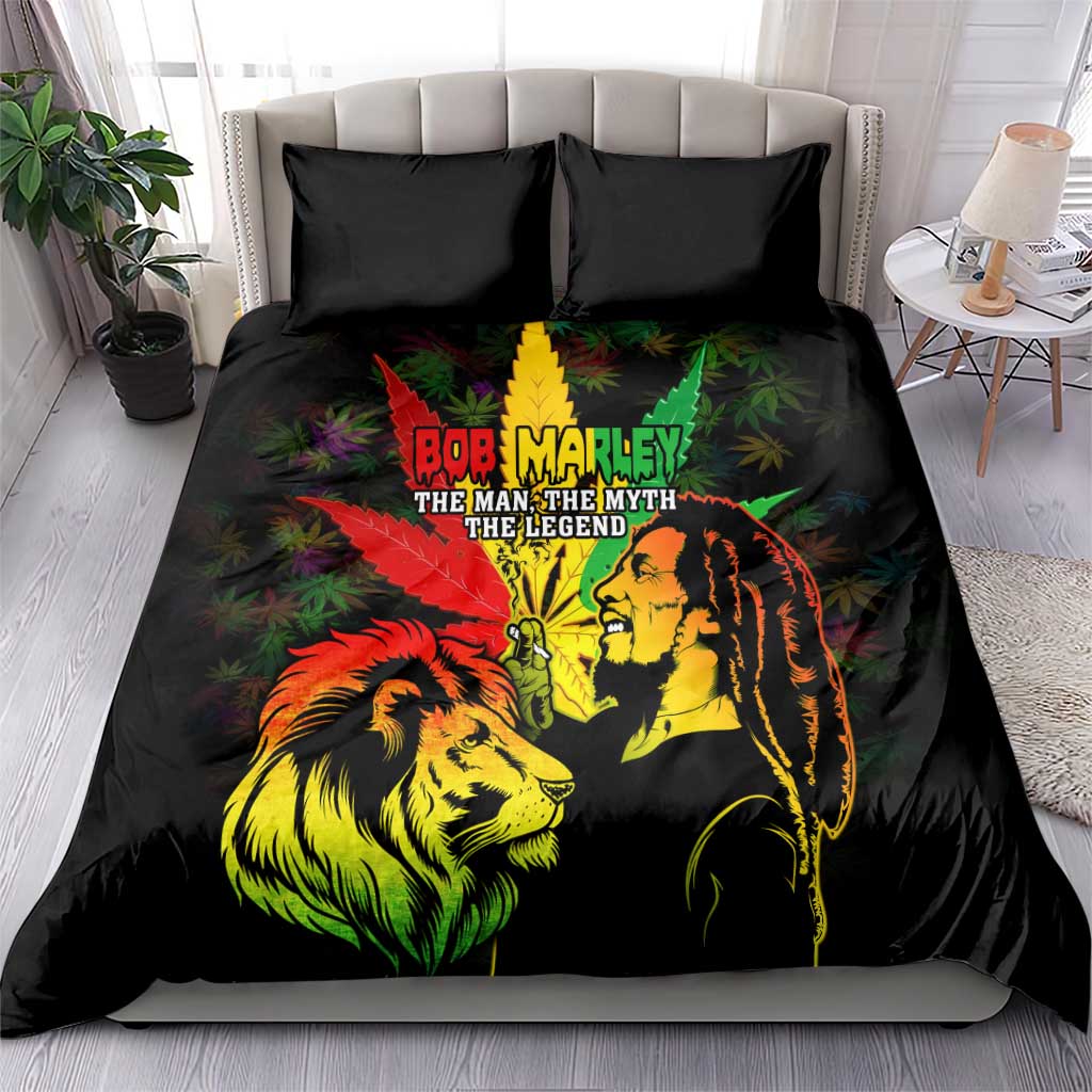 Afro Jamaica Legend Bob Bedding Set Lion With Cannabis Leaf Pattern LT14