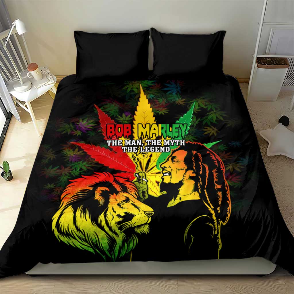 Afro Jamaica Legend Bob Bedding Set Lion With Cannabis Leaf Pattern LT14