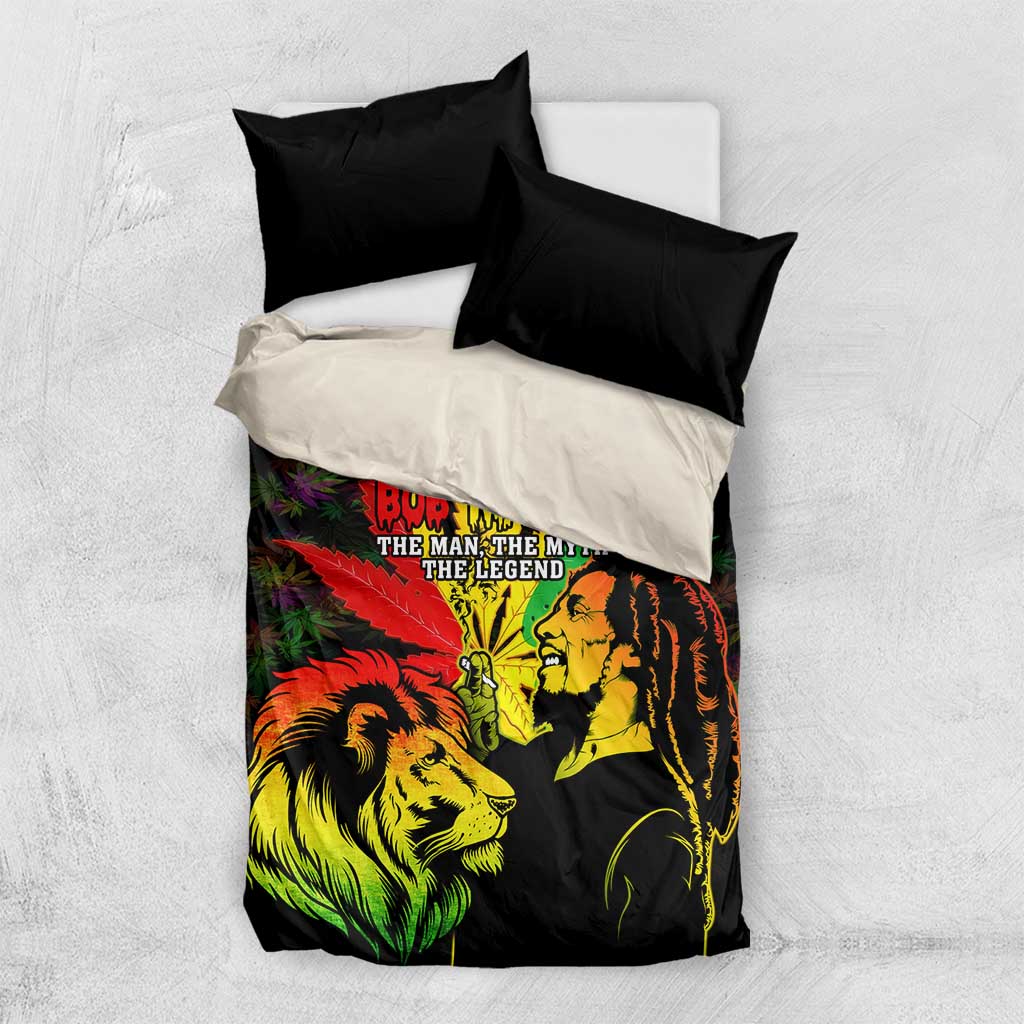 Afro Jamaica Legend Bob Bedding Set Lion With Cannabis Leaf Pattern LT14