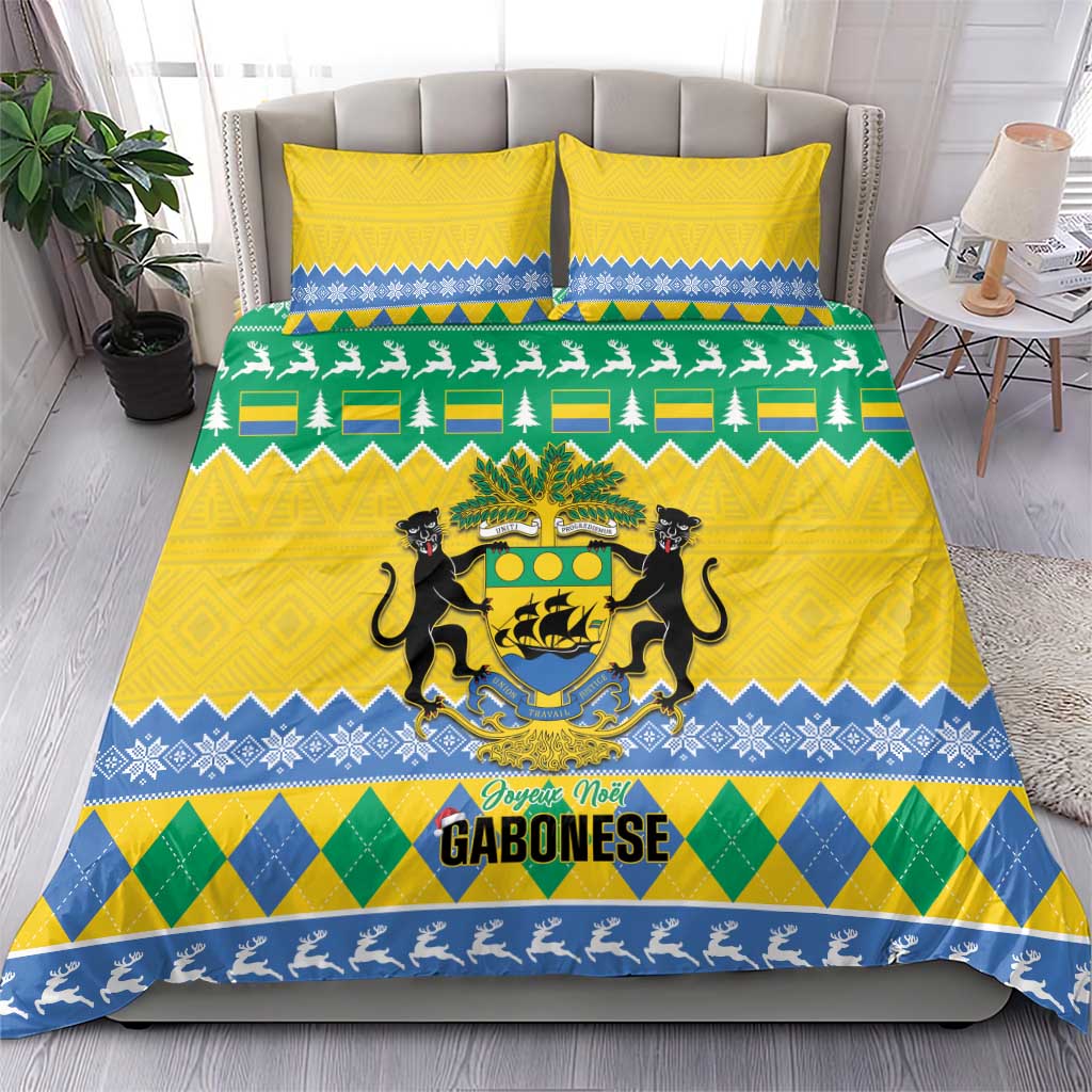 Afro Gabon Christmas Bedding Set Joyeux Noel Coat Of Arms - African Pattern LT14