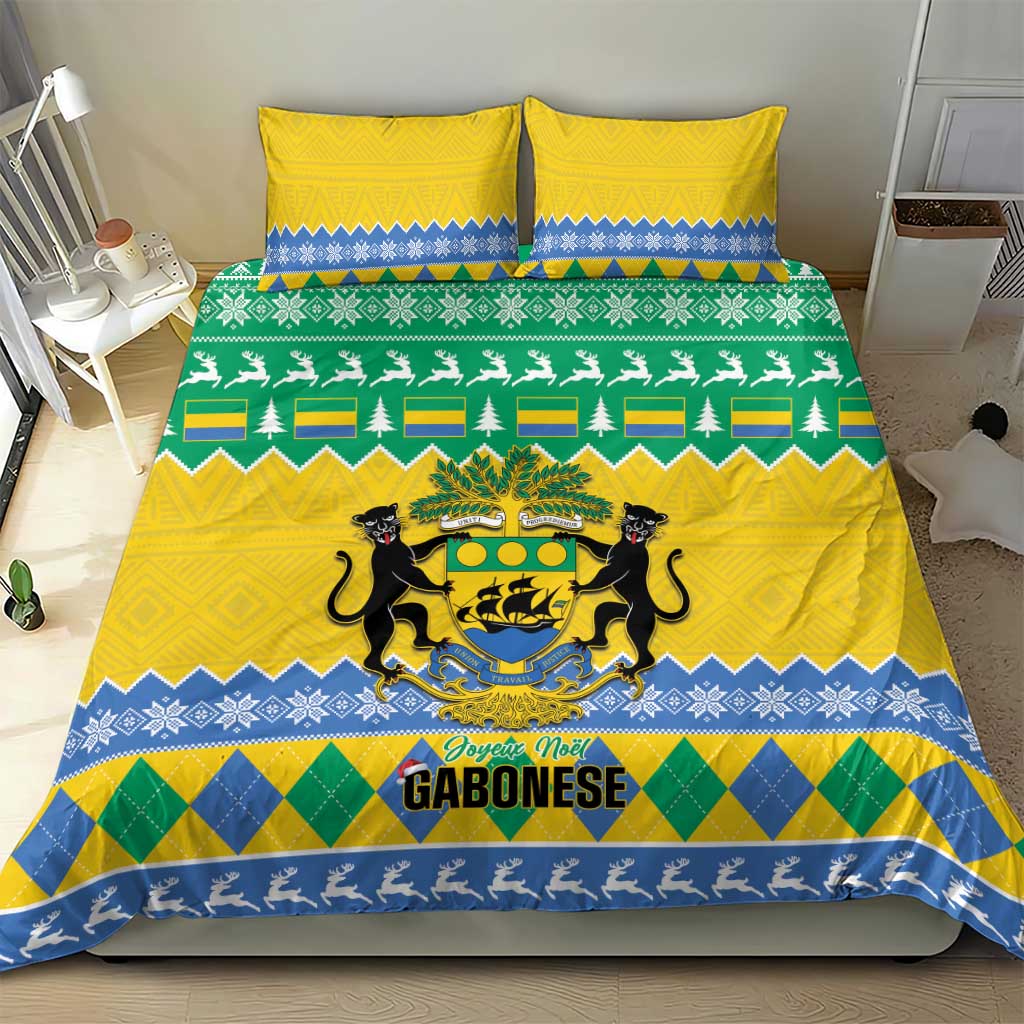 Afro Gabon Christmas Bedding Set Joyeux Noel Coat Of Arms - African Pattern LT14