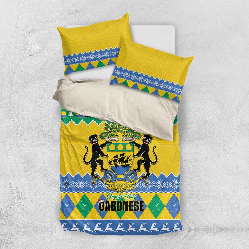 Afro Gabon Christmas Bedding Set Joyeux Noel Coat Of Arms - African Pattern LT14