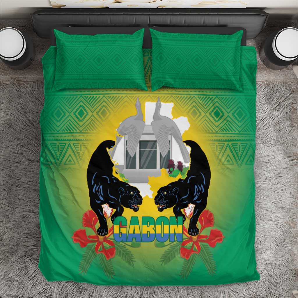 Afro Gabon Independence Day Bedding Set Memorial Leon Mba Monument LT14