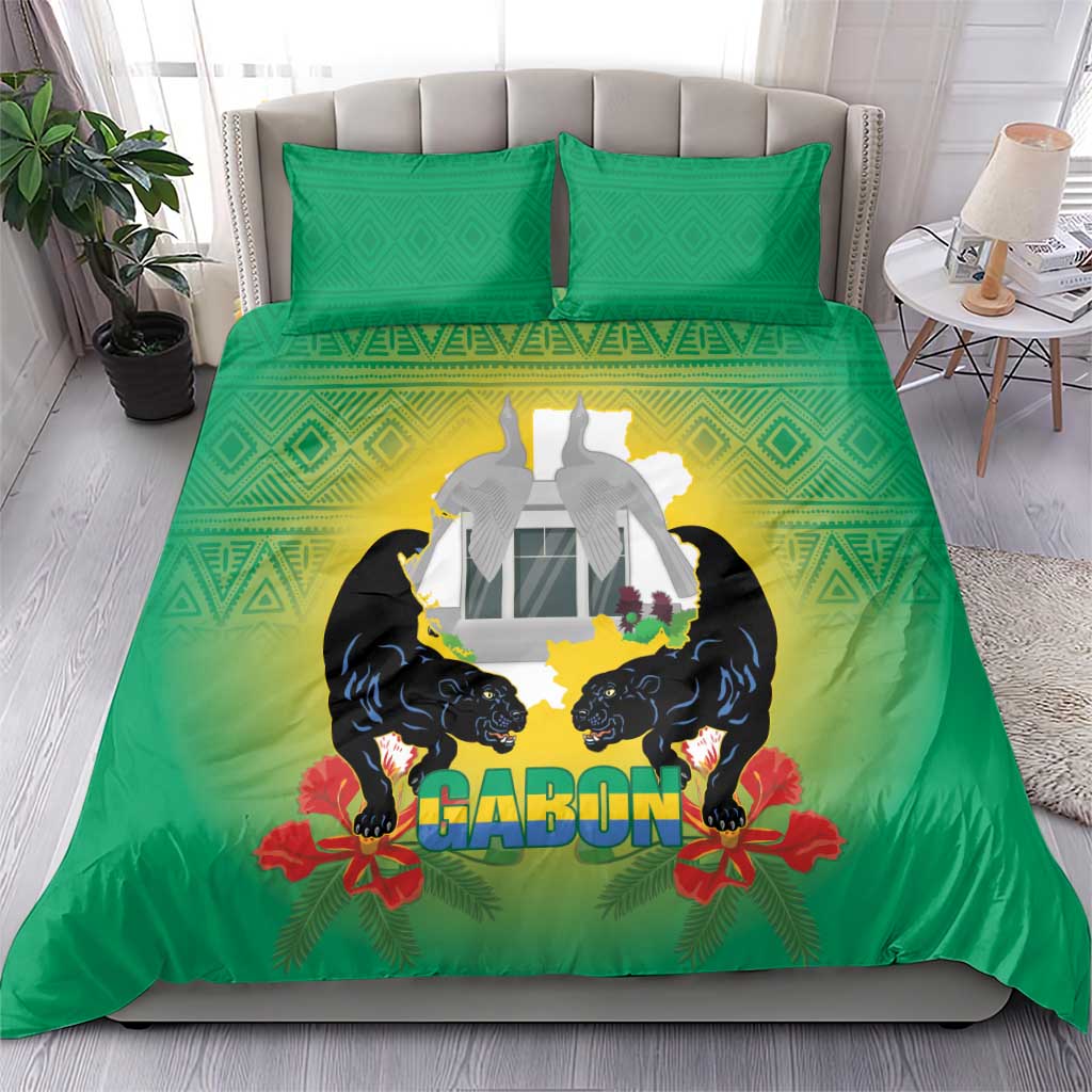 Afro Gabon Independence Day Bedding Set Memorial Leon Mba Monument LT14