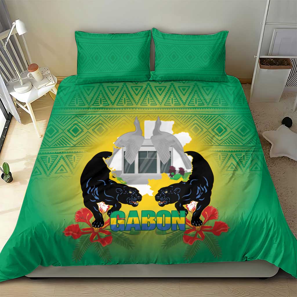 Afro Gabon Independence Day Bedding Set Memorial Leon Mba Monument LT14