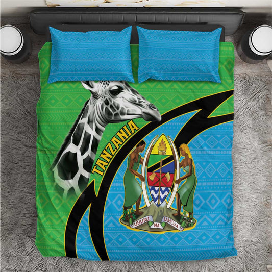 Afro Tanzania Giraffe Bedding Set Coat Of Arms Curve Style LT15