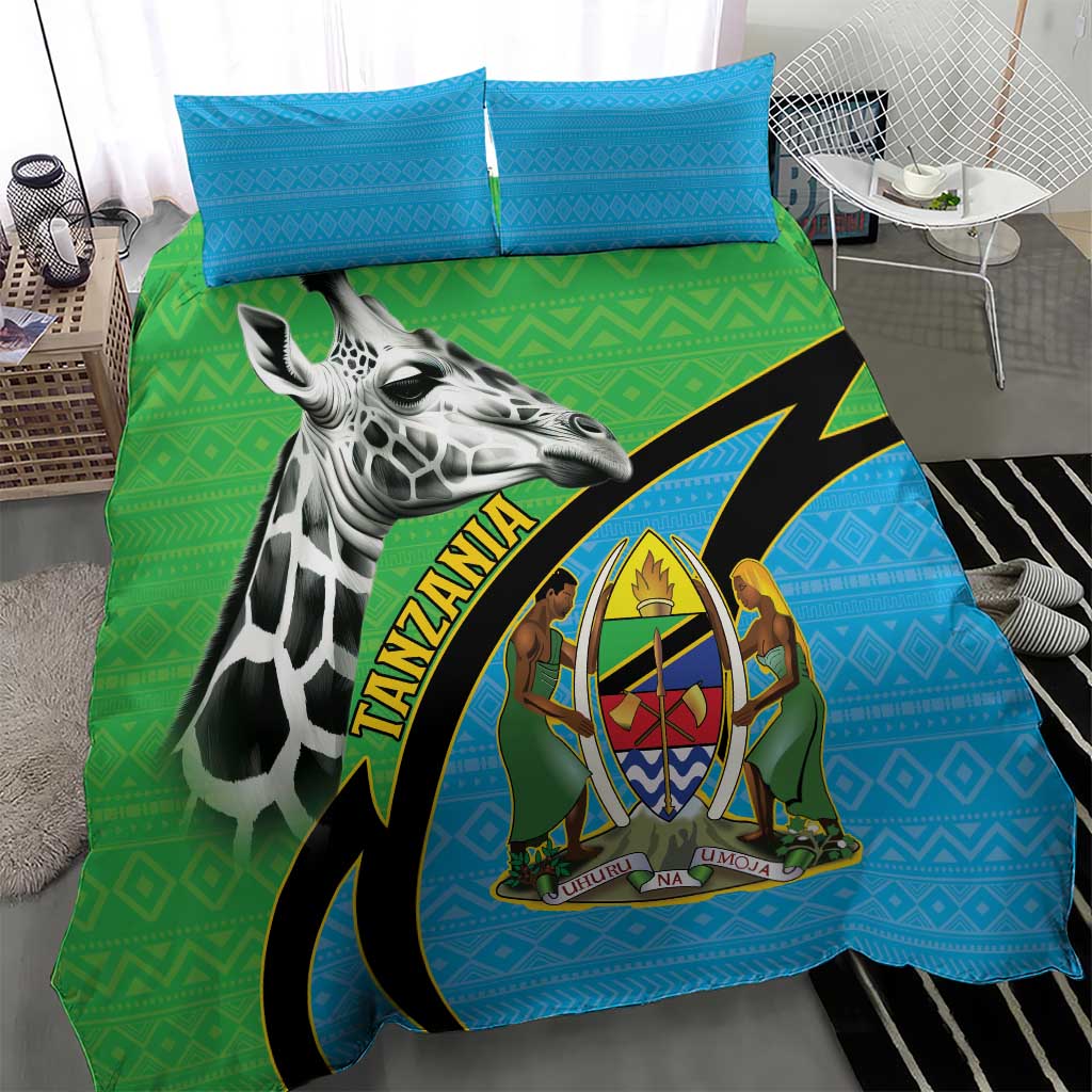 Afro Tanzania Giraffe Bedding Set Coat Of Arms Curve Style LT15