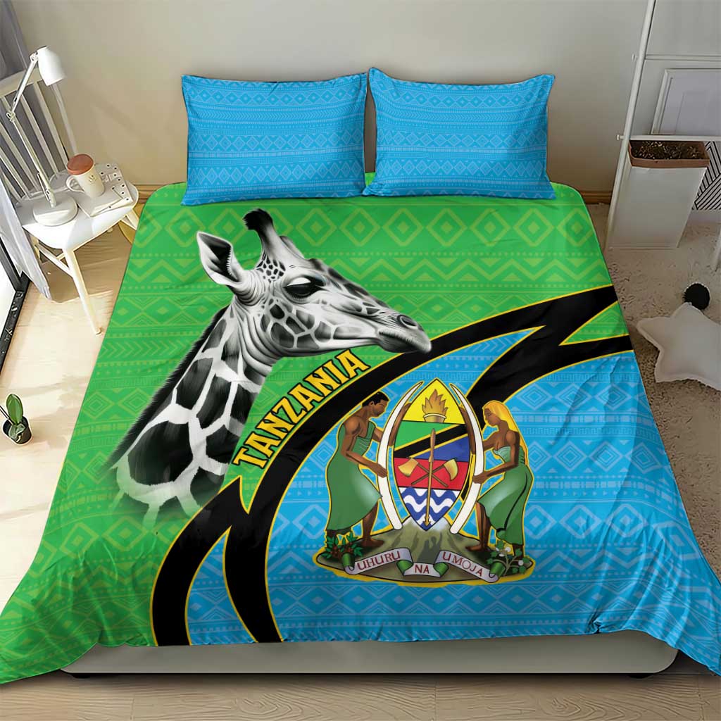 Afro Tanzania Giraffe Bedding Set Coat Of Arms Curve Style LT15