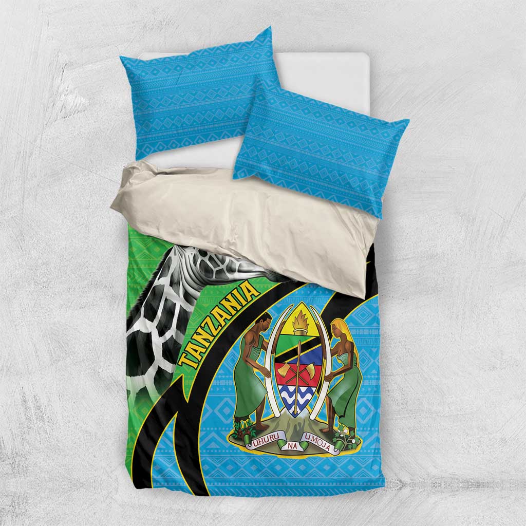 Afro Tanzania Giraffe Bedding Set Coat Of Arms Curve Style LT15