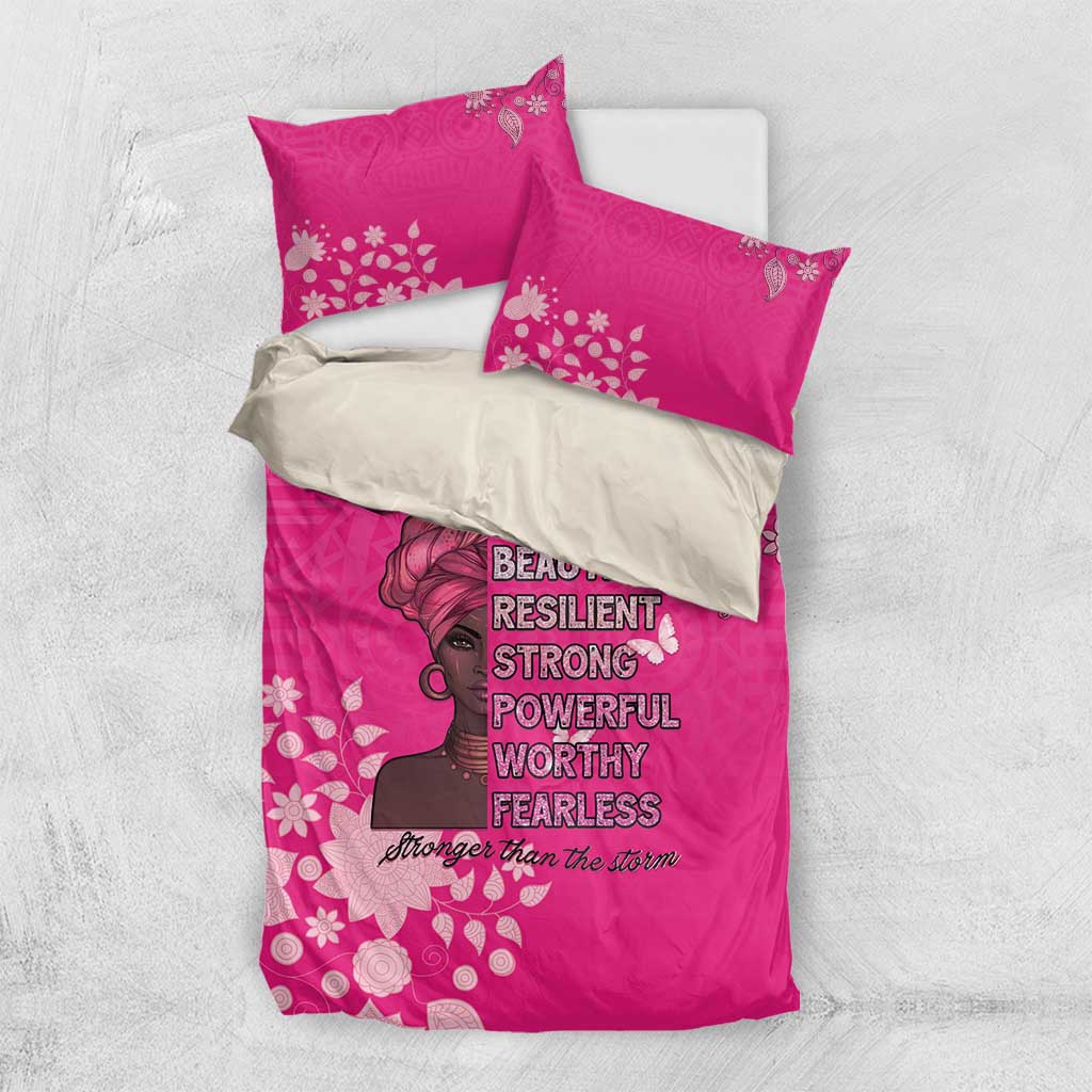 African Women Black Beautiful Brave and Bressed - Pink Color Bedding Set LT15