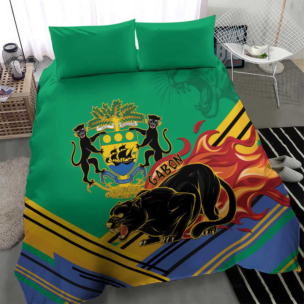 Afro Gabon Bedding Set Black Panther With Coat Of Arms LT15