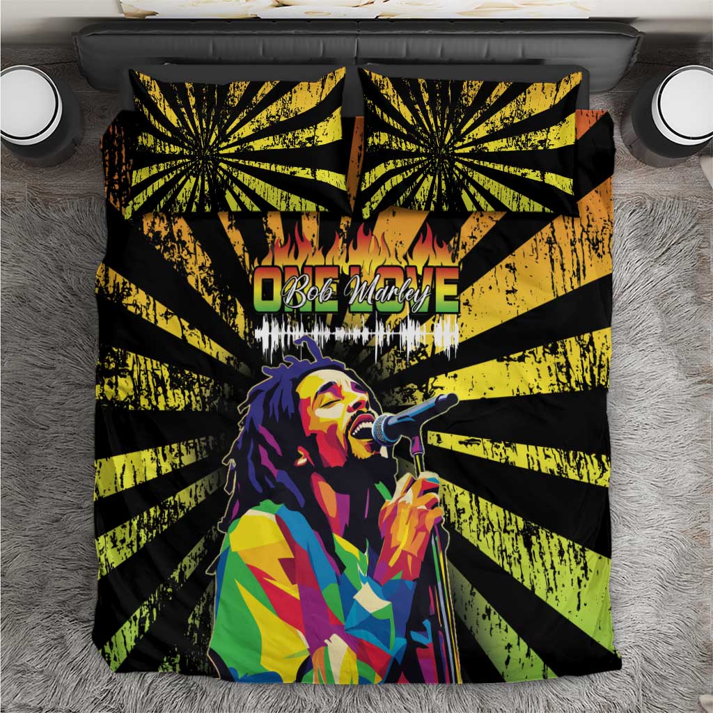Afro-American Reggae Legend Bob Bedding Set One Love - Grunge Style LT15