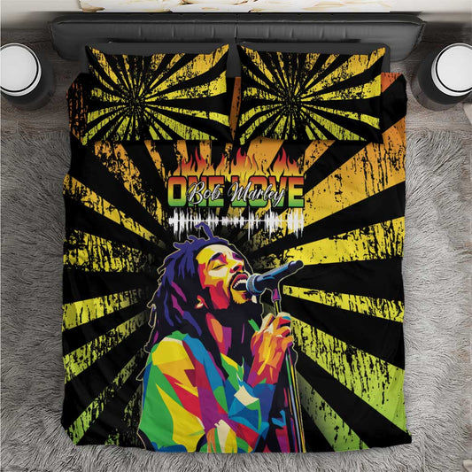 Afro-American Reggae Legend Bob Bedding Set One Love - Grunge Style LT15