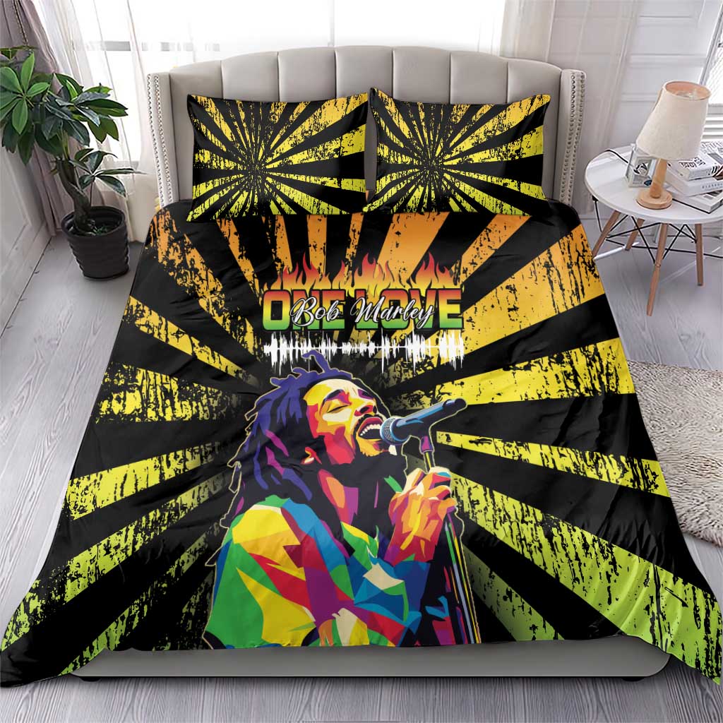 Afro-American Reggae Legend Bob Bedding Set One Love - Grunge Style LT15