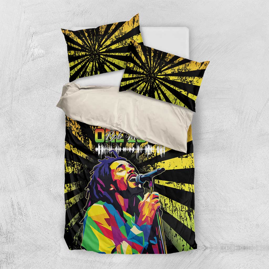 Afro-American Reggae Legend Bob Bedding Set One Love - Grunge Style LT15