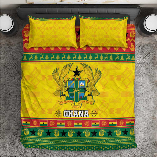 Afro Ghana Christmas Bedding Set Coat Of Arms - Kente Pattern LT15