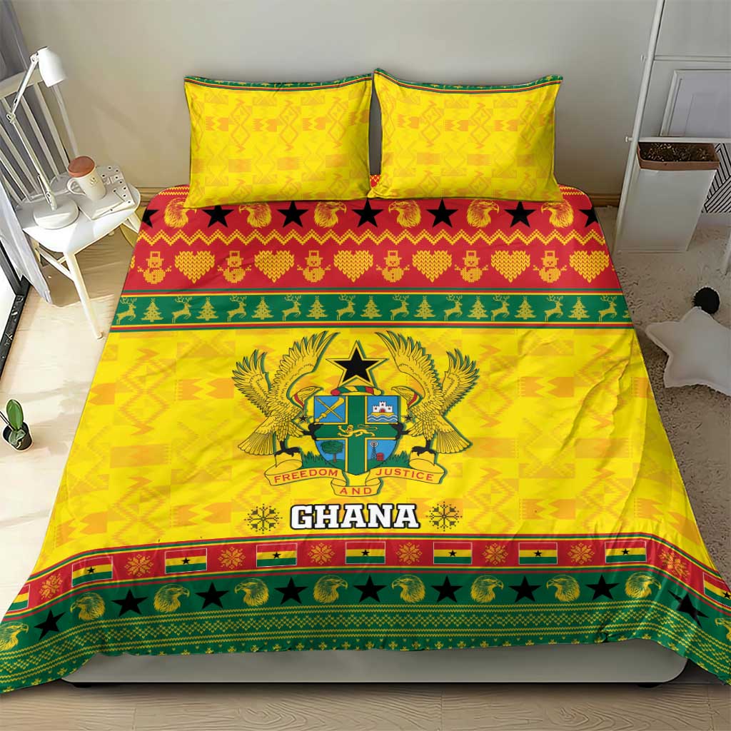 Afro Ghana Christmas Bedding Set Coat Of Arms - Kente Pattern LT15