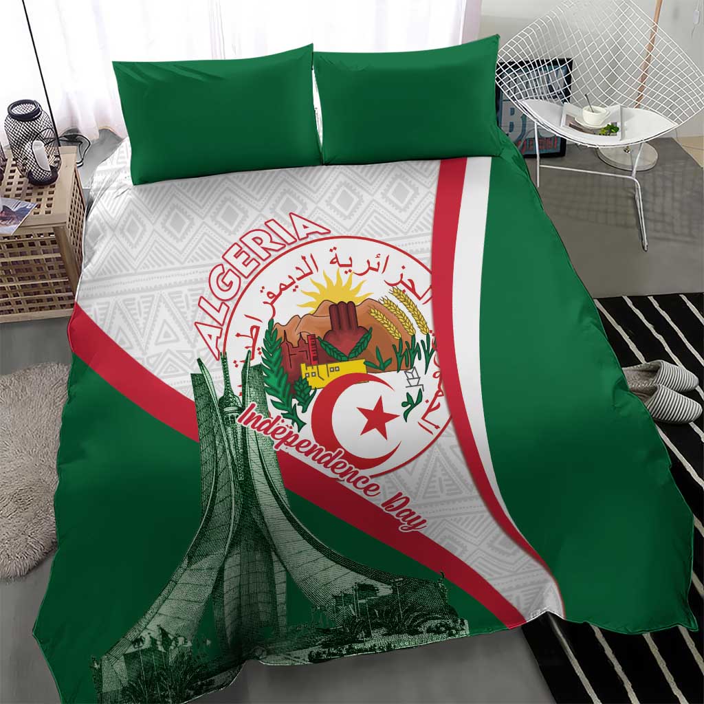 Algeria Independence Day Bedding Set Coat Of Arms With Maqam Echahid LT15