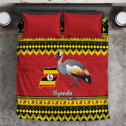Afro Uganda Christmas Bedding Set Grey Crowned Crane Sekukkulu Ennugi LT15