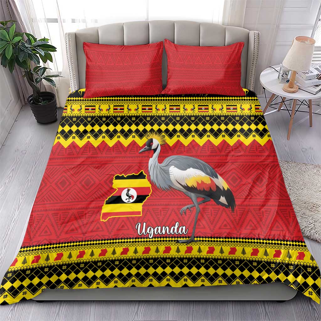 Afro Uganda Christmas Bedding Set Grey Crowned Crane Sekukkulu Ennugi LT15