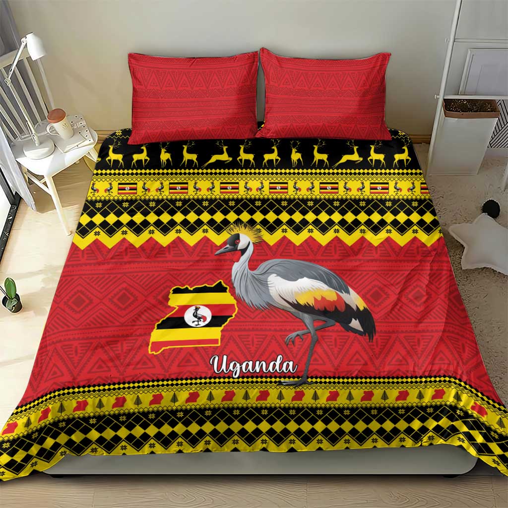 Afro Uganda Christmas Bedding Set Grey Crowned Crane Sekukkulu Ennugi LT15