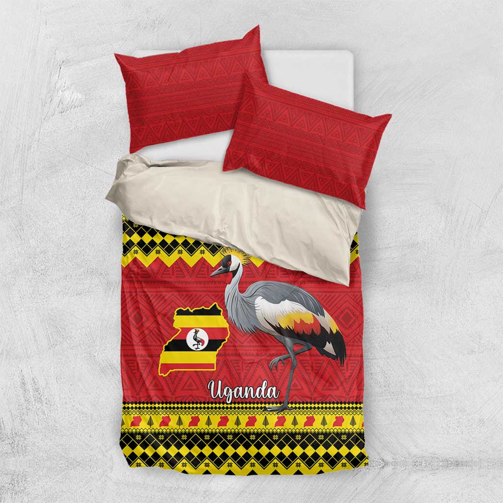 Afro Uganda Christmas Bedding Set Grey Crowned Crane Sekukkulu Ennugi LT15
