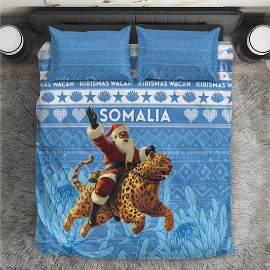 Afro Somalia Christmas Bedding Set Black Santa Riding Leopard - African Pattern LT15