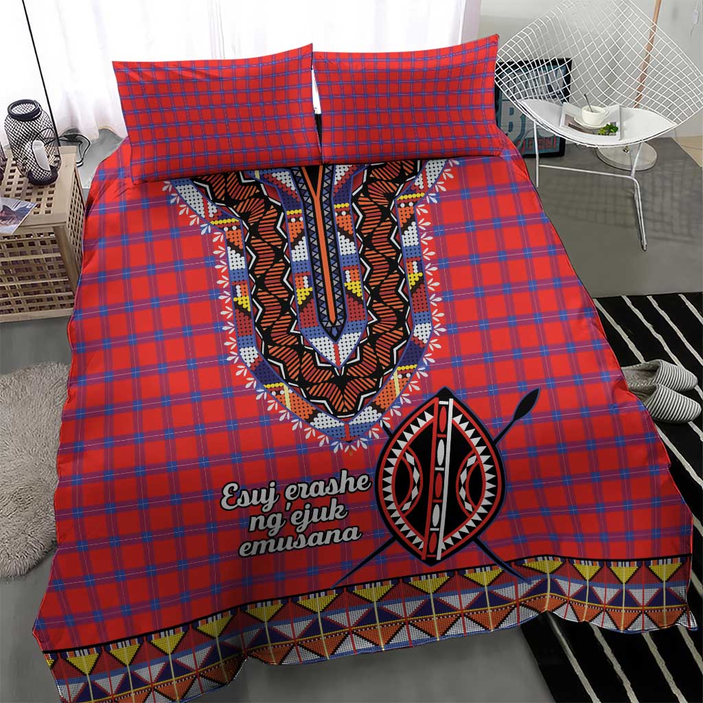 Afro Kenya Maasai Shuka Personalized Bedding Set Maasai Shield Mix Dashiki LT15