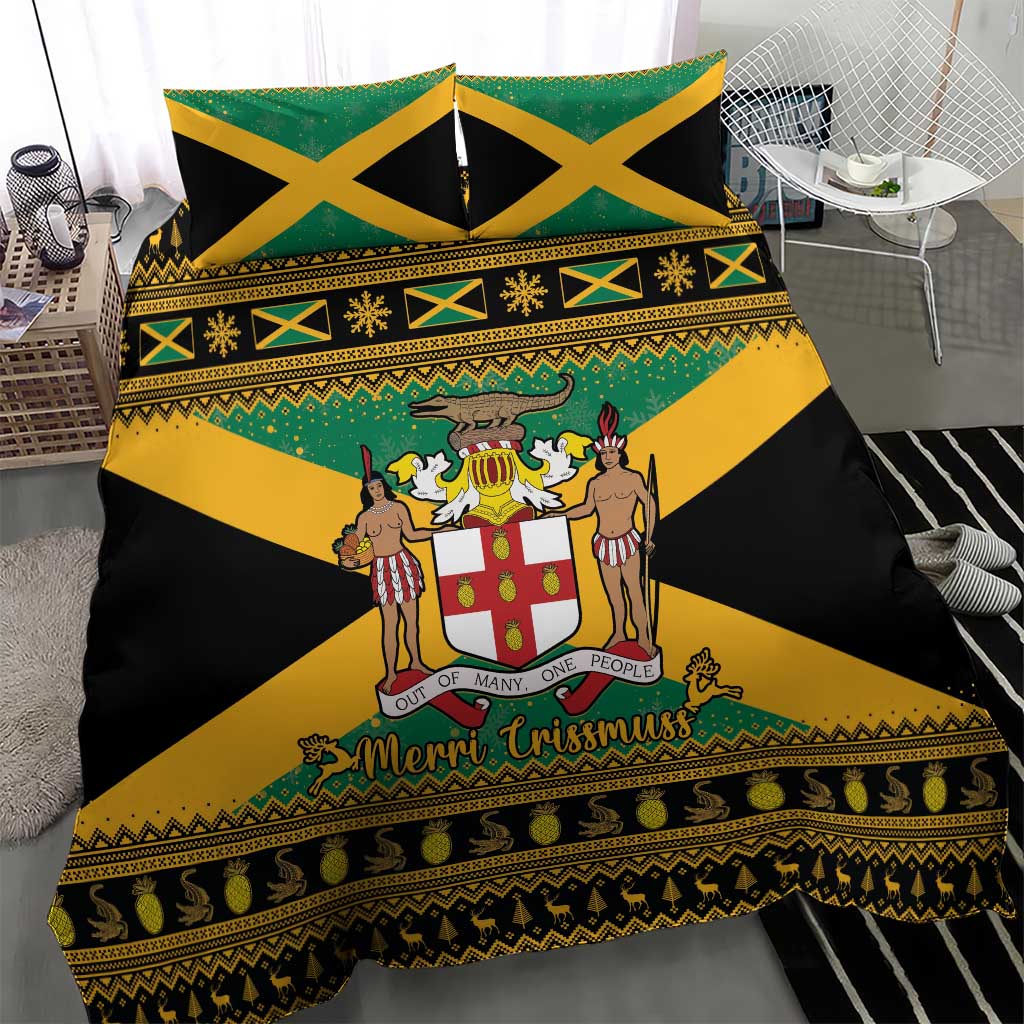 Afro-Jamaicans Bedding Set Coat Of Arms - Merry Christmas LT15