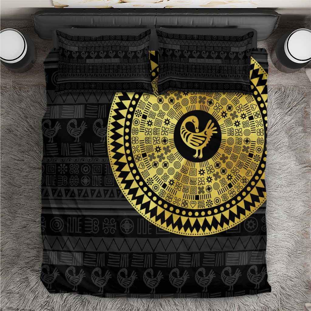 African Adinkra Bedding Set Sankofa Bird - Gold Version - Chest Arm Tattoo LT15