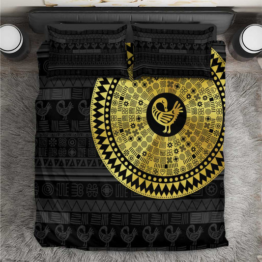 African Adinkra Bedding Set Sankofa Bird - Gold Version - Chest Arm Tattoo LT15