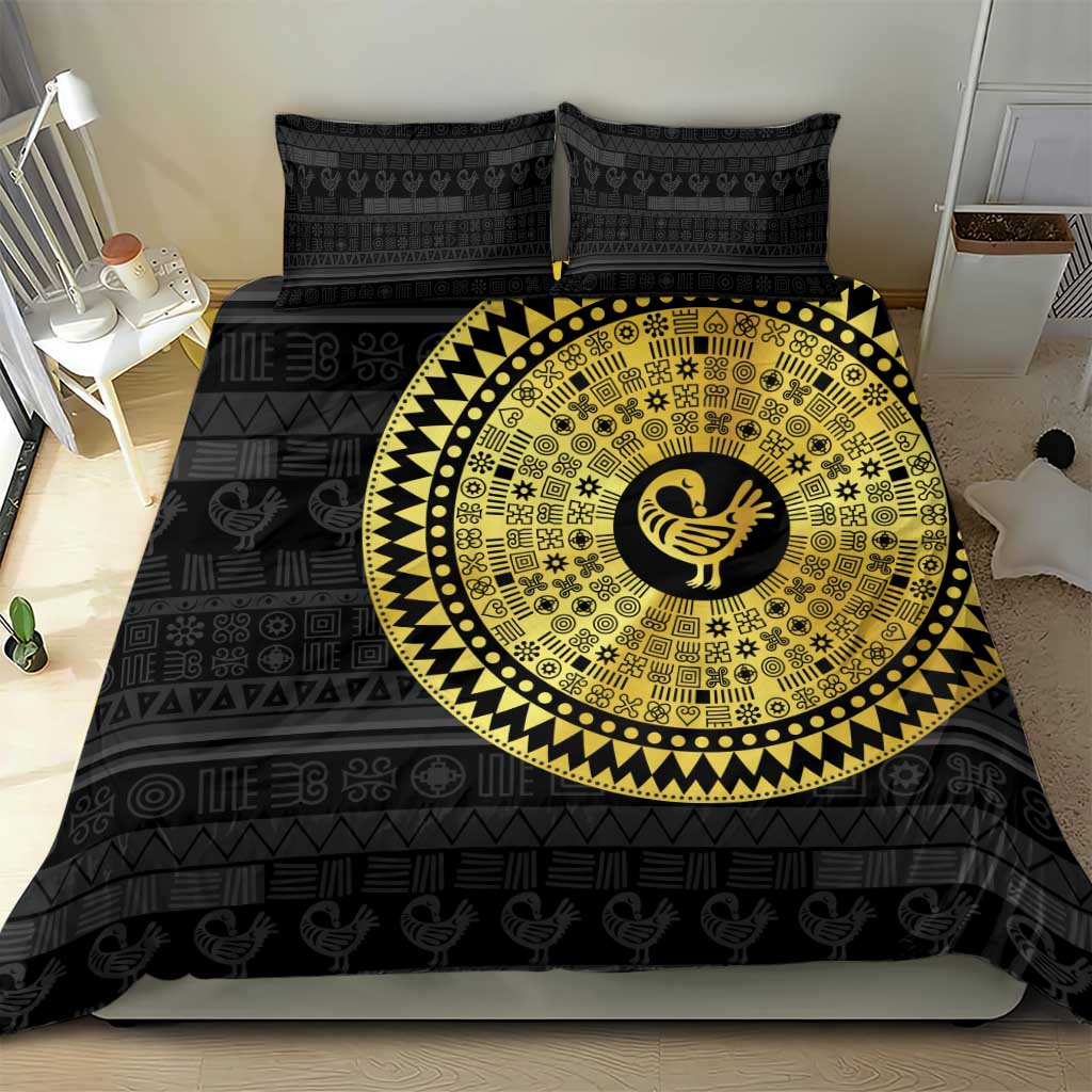 African Adinkra Bedding Set Sankofa Bird - Gold Version - Chest Arm Tattoo LT15