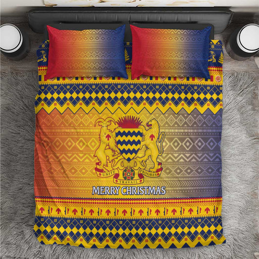 Afro Chad Christmas Bedding Set Coat Of Arms With African Pattern LT15