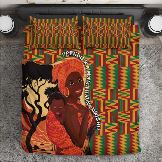 African Happy Mother's Day Bedding Set Black Mothers Kente Pattern LT15