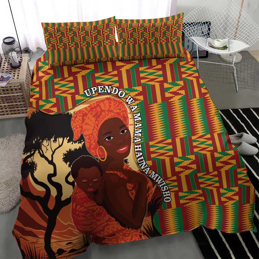 African Happy Mother's Day Bedding Set Black Mothers Kente Pattern LT15